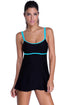 Sexy Stylish Double Shoulder Straps Navy One-piece Swimdress